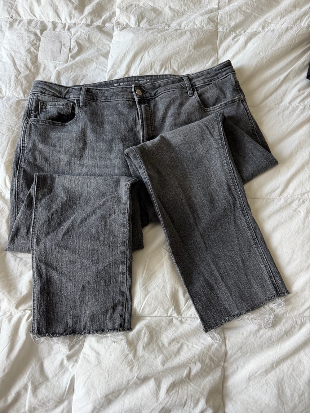 Old Navy Dark Charcoal High Rise Vintage Slim Raw-Hem Straight Jeans